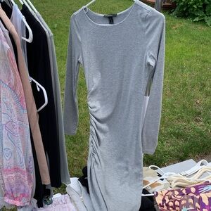 Grey Fitted Dress scrunch detail